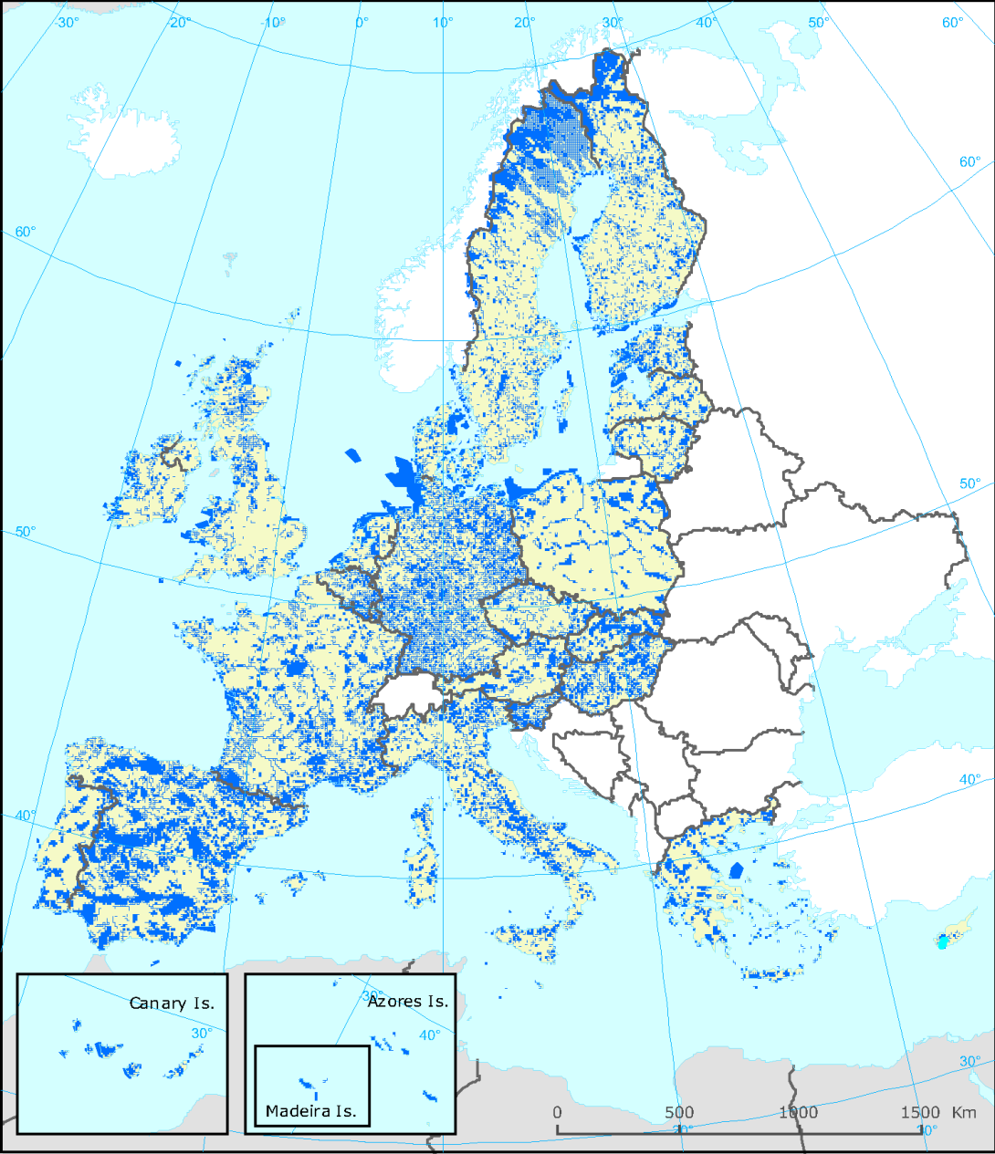 Carte des sites Natura 2000 en Europe